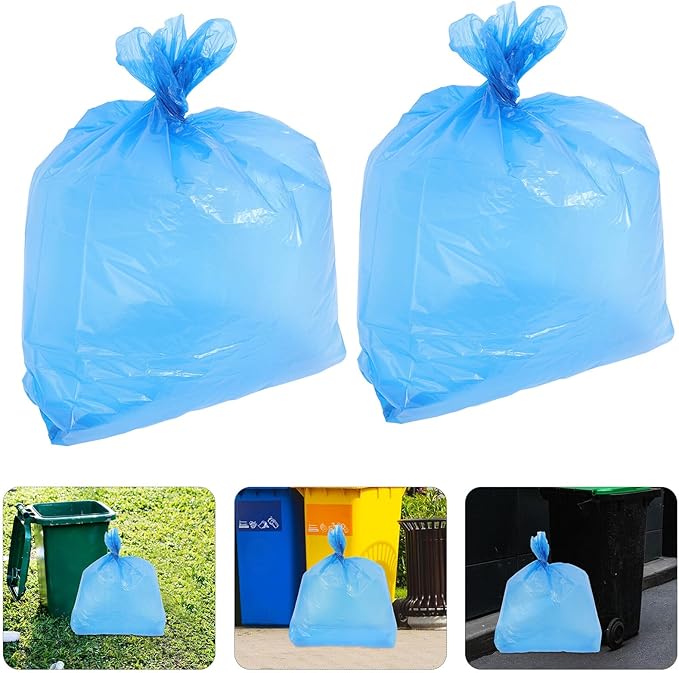 50pcs Blue 80x100cm Tear-resistant Plastic Trash Bags Thick Large Garbage Can Liners for Kitchen Bathroom Office and Commercial Use