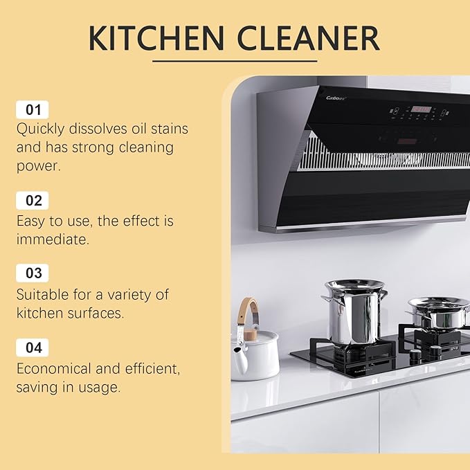 Multi-Purpose Foam Cleaner For Kitchen - Removes Stubborn Grease &amp Stains Safe For Surfaces Easy To Use(2PCS)
