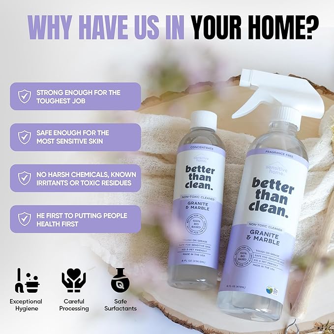 Family Bundle Pack - Plant-Based Fragrance Free Cleaning Products - With Dish Soap Granite &amp Marble Bath and Shower and All Purpose Cleaner - Includes 4 8oz Concentrates