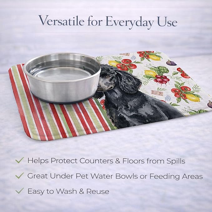 Caroline's Treasures Standard Black Poodle Vegetables Dish Drying Mat Absorbent Dish Drying Mat Pad for Kitchen Counter Dish Drainer Mat for Countertop 14 x 21 Multicolor