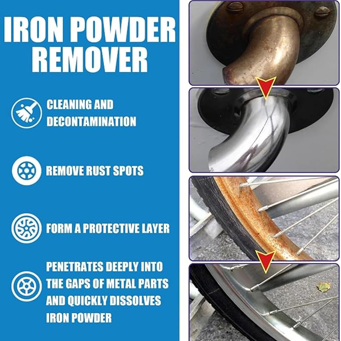 Multi-functional Quick-acting Rust Removal Spray 30ML &amp 100ML Car Rust Removal Spray Iron Power Remover for Metal Car Bikes Tools Furniture (100ml*2)