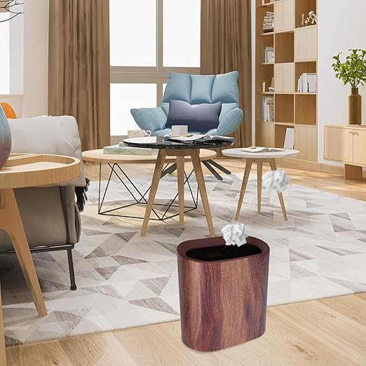 Narrow Marble Pattern Trash Bin Wastebasket for Home Kitchen Bathroom Bedroom Office Space-Saving Household Rubbish Can