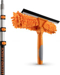 4-12 ft Window Washing Kit with Extension Pole (20+ Foot Reach) // Window Cleaning Tool &amp Window Washer Squeegee with Telescopic Extension Pole // Best Indoor Outdoor Window Washing Equipment