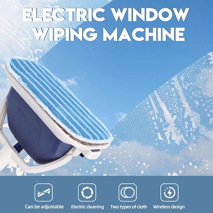 Electric Glass Tool Automatic Push and Wipe Window Cleaner for Indoor and Outdoor Dual Mode Handle Ergonomic Design