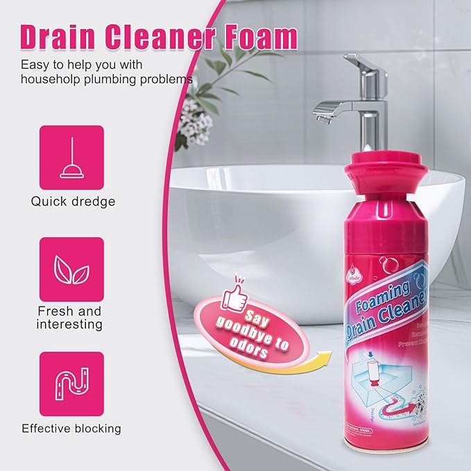 Foaming Drain Cleaner Sink Drain Cleaner and Deodorizer Drains Clog Remover for Bathroom Sinks Washbasin Tubs (2PCS)