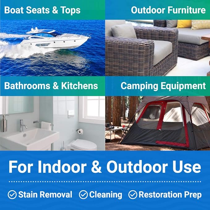 Better Boat Mold and Mildew Stain Remover 22oz Spray for Fabric Vinyl Tile Grout Removes Mold Stains on Boat Seats Bathroom Shower Patio Furniture Carpet Canvas