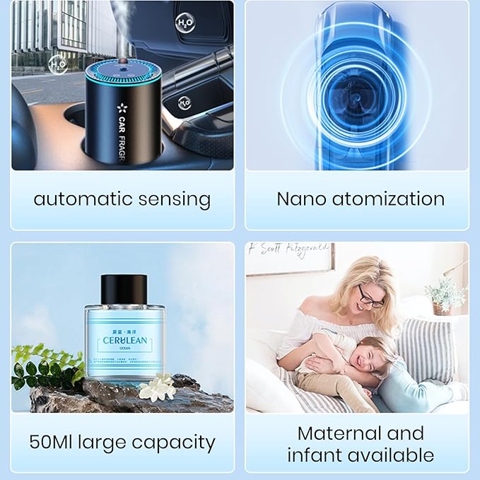 Atmosphere Light Car Supplies Sure Here's A Product Title for Air Freshener Smart Essential Oil Diffuser Atomization Auto On/Off Rechargeable D