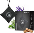 DIFFUZE Camphor Bag Pro | 4-in-1 Luxury Air Freshener for Car &amp Home | Grey Jute Bag with Herbs Lavender Sandalwood &amp Charcoal | Long Lasting Natural Car Perfume &amp Air Purifier