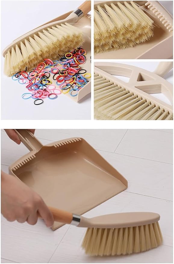 Whisk Broom Hand Held Hand Broom Wooden Handle Drafting Brush and Dustpan Set Bench Suitable for DesktopWorkbench(A)