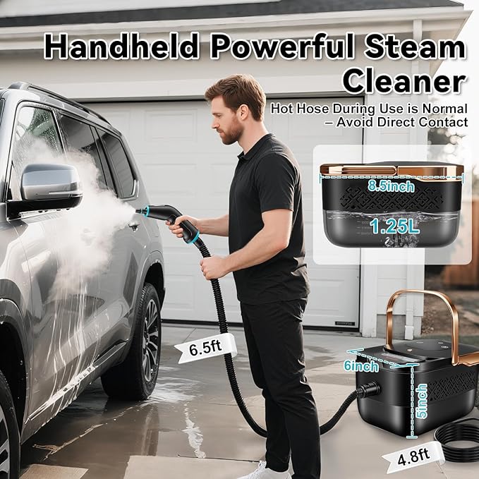 Steam Cleaner 2500W Portable Handheld Steamer for Cleaning Large Capacity Tank Pressurized Steam Cleaning Machine for Home Car Bathroom Kitchen Furniture Grout Floor Tile