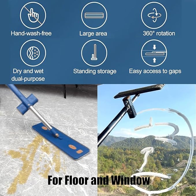 Large Flat Mop 2023 New Upgrade Style Large Flat Mop Style Stylemop Pro Self Wringing Magic for Floor Cleaning Microfiber Mops 12027(White4 Cloths)