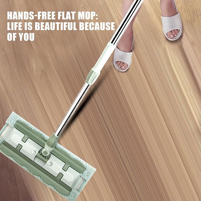 Flat Mops Floor Cleaning - Rotating Flat Head Mop with Telescopic Handle Reusable Pads for Quick Cleaning and Daily Maintenance in Home Kitchen Apartment Tile 14.96in.