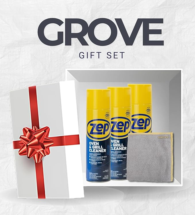 Zep No Scent Oven and Grill Cleaner 19 oz (3-Pack) Bundle with Microfiber Cleaning Cloth – Thick Foam Formula for Deep Grease and Grime Removal – Gift Set (4 Items).