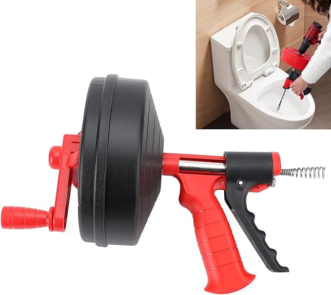 Drain Snake for Toilet Manual Or Drill Powered 65 Manganese Steel Spring High Hardness Flexible Clog Remover for Toilet Kitchen for Sink and Drain Unblocker Tool (5m / 16.4ft