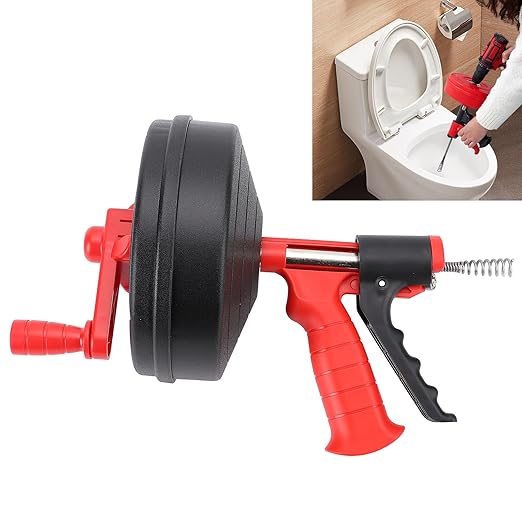 High Hardness Spring Flexible Design Two Operating Modes Versatile Use 50-75MM Pipelines Drain Snake Manual Drill Powered Clog Remover for Toilet Kitchen (5m Spring)