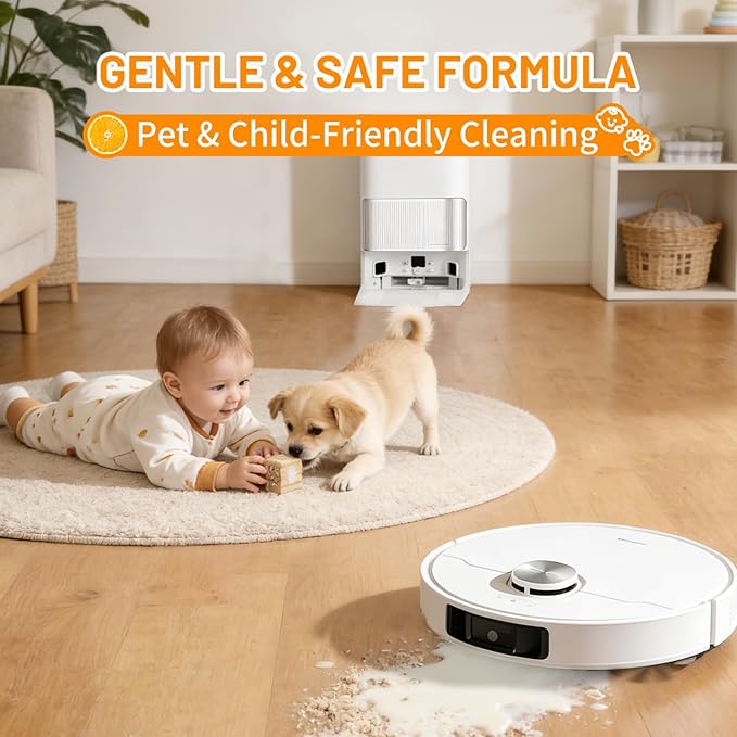 Sweet Orange Scent Floor Cleaning Solution Compatible with Dreame Cleaning Solution Floor Cleaner for Hardwood Tile Hardfloor Compatible Robot Vacuums with Mopping and Wet Dry Vacuum (2 bottles)
