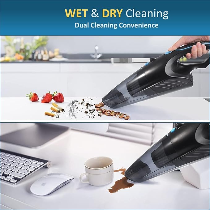 Handheld Vacuum Cordless Rechargeable – 13000PA Powerful Car Vacuum with Best Suction Lightweight Mini Cleaner for Home/Office High-Power Dust Busters for Pet Hair USB Charging &amp LED Light