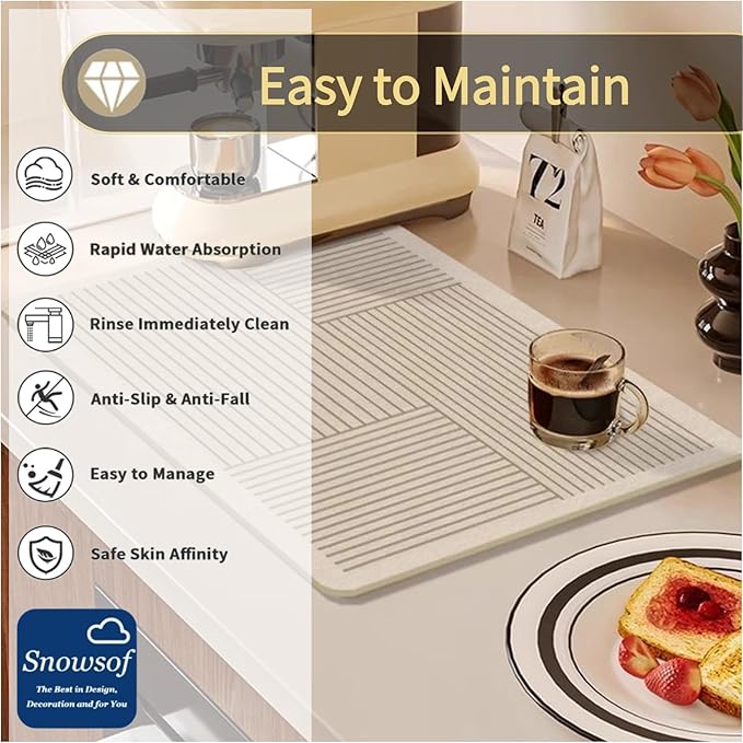 Dish Drying Mat - Coffee Mat Coffee Maker Mat for Countertops Absorbent Dish Drying Mat for Kitchen Counter Under Coffee Expresso Maker Coffee Machine Dish Rack (1120''×32'')