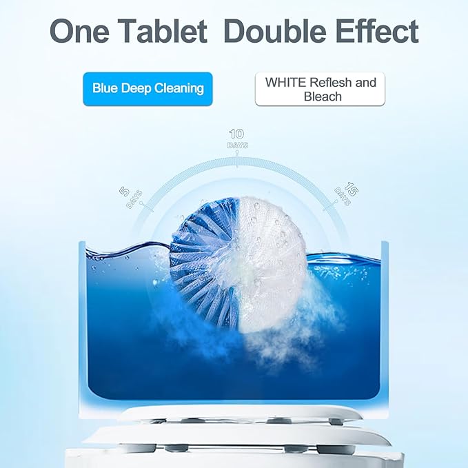 KIISIISO Ultra Clean Toilet Tablets White &amp Blue-60 PACK Toilet Bowl Cleaners for Deodorizing &amp Descaling Long-Lasting Toilet Bowl Cleaner with Sustained-Release Technology for Stubborn Stai
