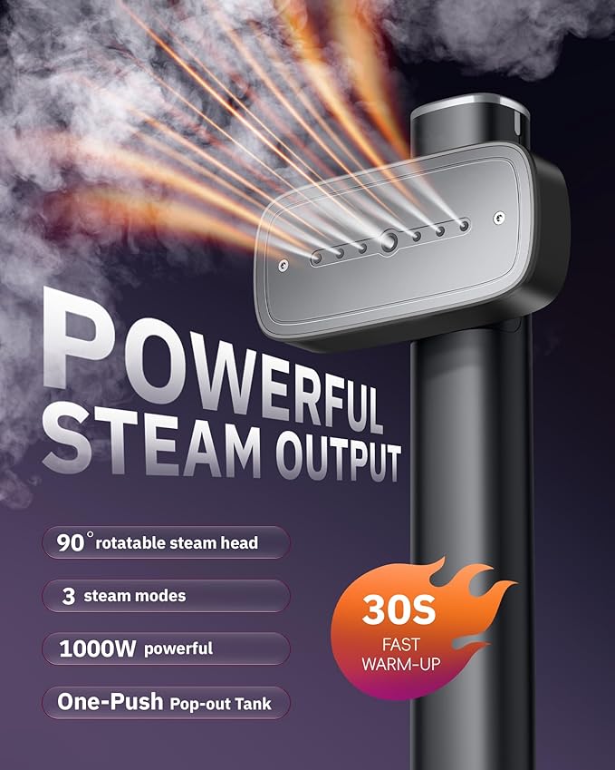 OGHom Steamer for Clothes 110-240V Travel Steamer &amp Iron 2 in 1 1000W Powerful Steam Portable Handheld Garment Wrinkle Remover 30s Fast Heat-Up with Dry&amp 2-Steam Control for Global &amp