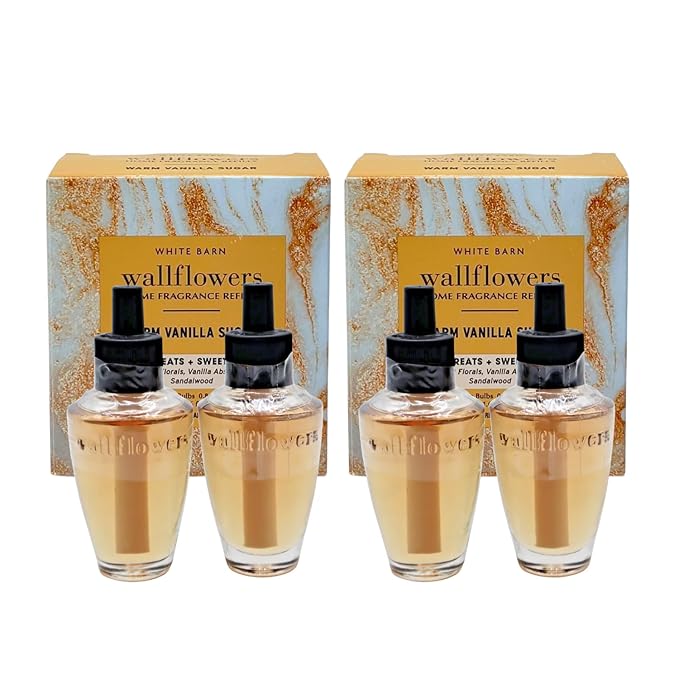 Bath &amp Body Works WARM VANILLA SUGAR Wallflowers Home Fragrance Refill 0.8 fl oz - Pack of 4