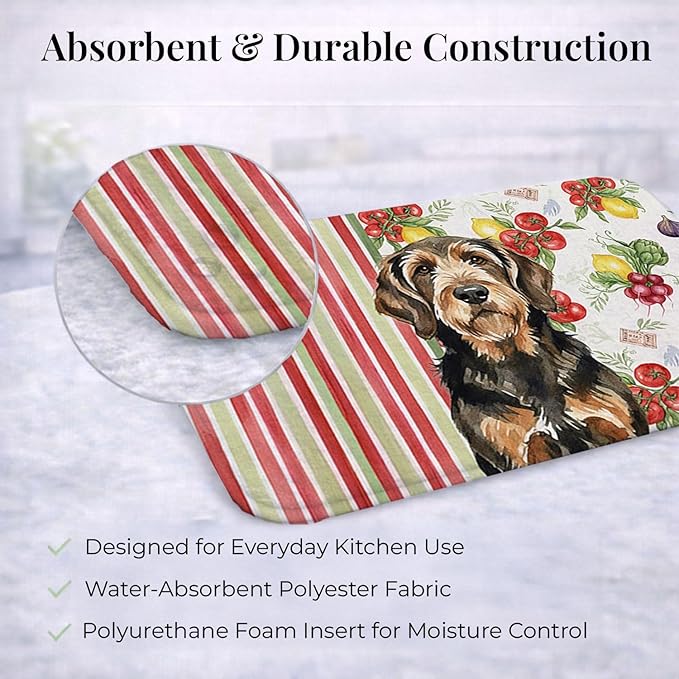 Caroline's Treasures Black and Tan Otterhound Vegetables Dish Drying Mat Absorbent Dish Drying Mat Pad for Kitchen Counter Dish Drainer Mat for Countertop 14 x 21 Multicolor