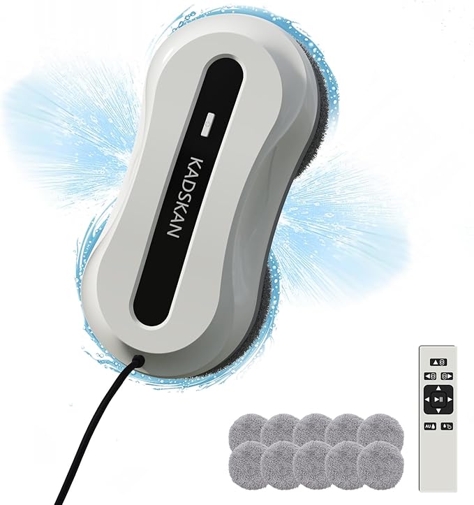 Window Cleaning Robot Automatic Window Cleaner with Water Spray for Windows/Tiles/Class Door Inside/Outside 5600Pa Suction Power 3.0 Path Planning Remote Control