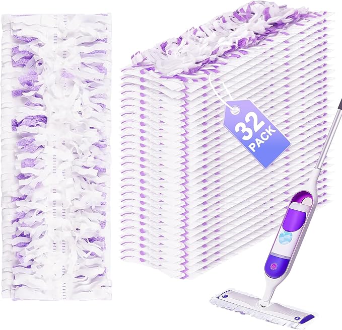 32 Count Disposable Power Mop Pads for Swiffer Power Mop Pad 14-Layer Thickened Spray Cleaning Repalcement Mopping Pads for All Finished Floors