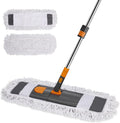 MASTERTOP Dust Mop for Floor Cleaning Microfiber Floor Mop with 2 Washable Pads Height Adjustable Long Handle 26.4'' Dry and Wet Flat Mop for Hardwood Laminate Tile Marble