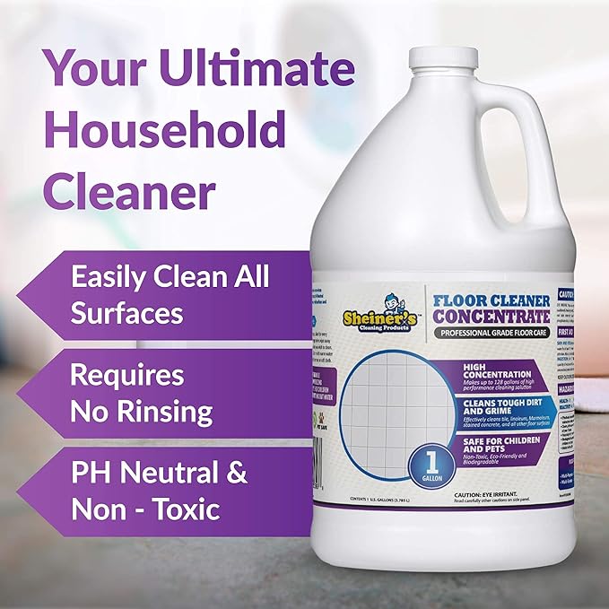 Sheiner's Multipurpose Cleaner Concentrate No-Rinse Floor Cleaner for Mopping &amp Floor Degreaser for Home Safe for Kids &amp Pets Non-Toxic Lavender Scent All Purpose Cleaner Supplies1-Gallon.
