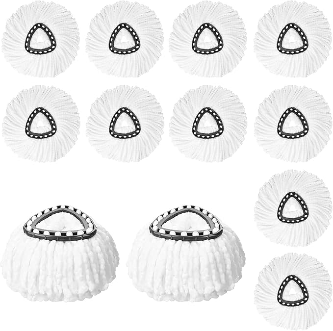 12 Pack Spin Mop Replacement HeadsMicrofiber Mop Head ReplacementWhite Triangle Swivel Mops Microfiber Swivel Mop RefillDeep CleanMachine Washable and Easy House Cleaning Floor Mopping