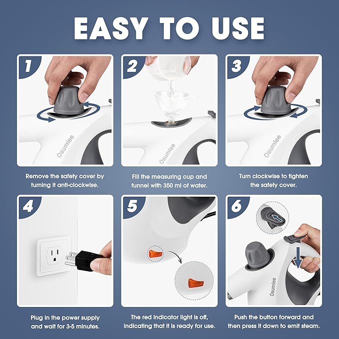 Pressurized Handheld Steam Cleaner with 14 pcs Accessories 15.2OZ Multi-Purpose Portable Steamer for Cleaning Multi-Surface Steamer for Home Floor Grout