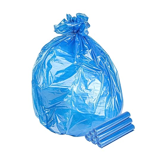 Restaurantware Recycling Trash Bags 250 Count 20-30 Gallon Heavy-Duty Plastic Trash Liners Tear-Resistant Blue Waste Disposal Bags Leak-Proof Star Seal Bottom Bags for Commercial Kitchens
