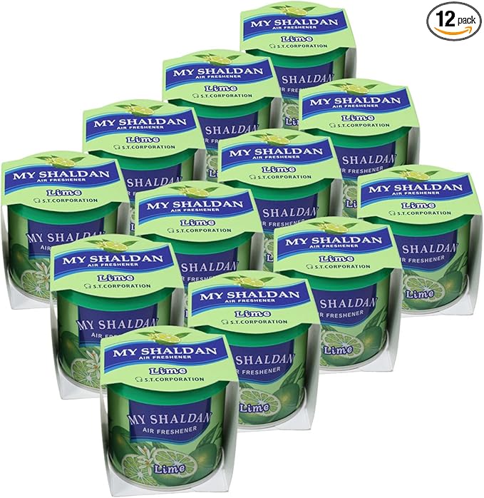 Pack of 12 My Shaldan Japanese Car Cup-Holder Natural Air Freshener Cans (Lime Scented)