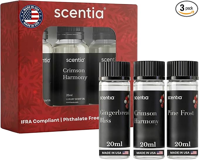 Scentia Cozy Pine Gingerbread Fragrance Oil Collection – Long Lasting Aromatherapy Diffuser Oil for Candles Home &amp DIY Bakery Scents 3x20ml Discovery Set – (Perfect for Winter &amp Holiday)
