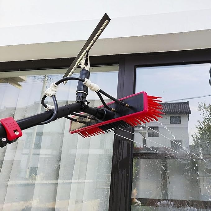 Extendable Telescopic Window Cleaner Kit - 18FT Water Fed Brush with Adjustable Head for Effortless Cleaning of Solar Panels Conservatories &amp High Windows