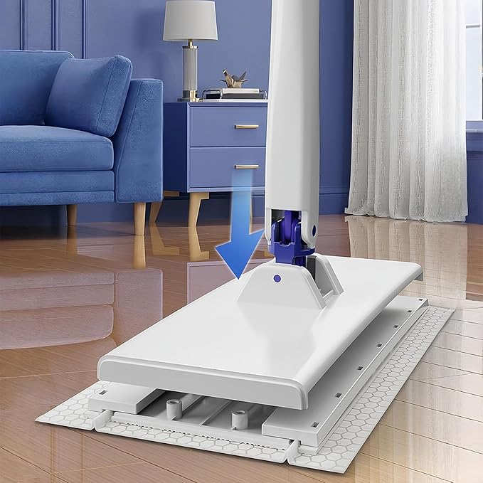 Floor Mop Cleaner Household Cleaning Tools Cloth Clip Mop for Kitchen Bathroom Tile Floors Sturdy Microfiber with Extendable Handle Home Car Apartment Living Room Bedroom Glass Ceiling Cleaning