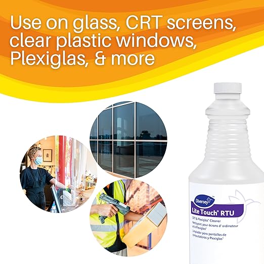 Diversey 03970. Lite Touch CRT &amp Plexiglas Cleaner Dissipates Static Charge &amp Repels Dust on Glass Screens &amp Displays Ready-to-Use Spray 32-Ounce (Pack of 12)