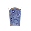 Jaye's Studio Emma Stripe Enamel Tulip Gold Waste Basket for Bathroom Trash Can no Lid Garbage Can for Office Trash Bin for Bedroom Blue &amp White Trash Can Metal Decorative Wastepaper Basket Tu