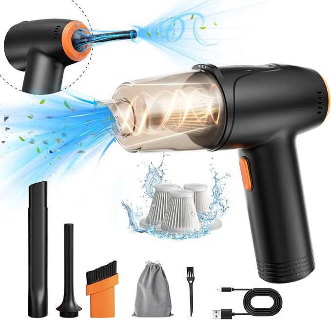 Handheld Car Vacuum Cleaner Cordless 9000Pa Vacuum and Air Duster Mini Car Vacuum Portable Cordless with 6000mAh Battery 3 Filters Storage Bag - Ideal for Home Office