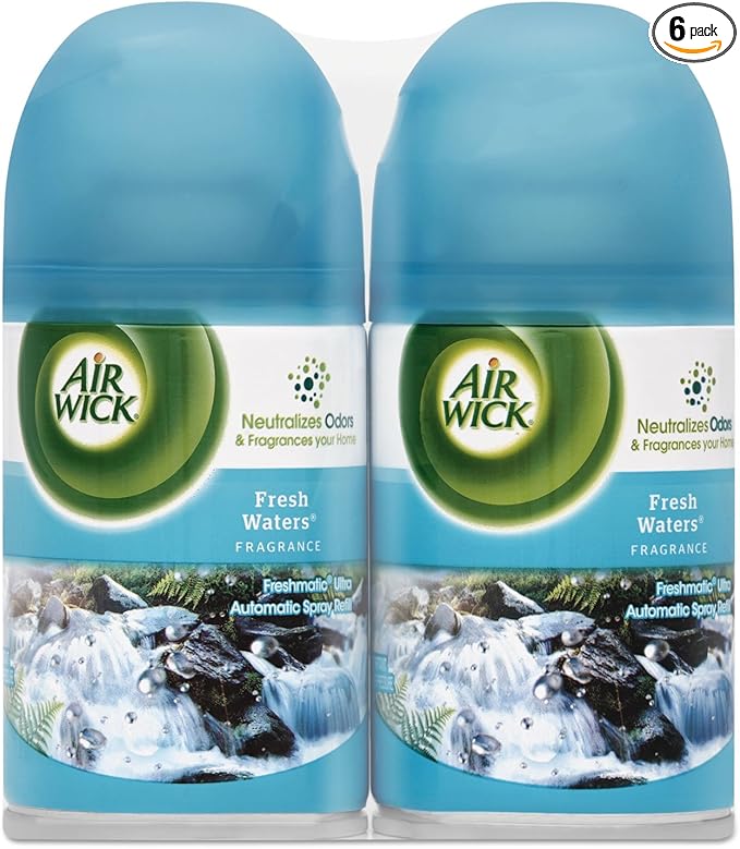 Freshmatic Ultra Spray Refill Fresh Waters Aerosol 5.89 Oz 2/Pack 3 Packs/Carton