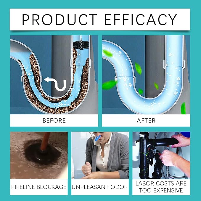 Drain CleanerStrength Drain Cleaner Powerful Pipe Dredging Agent Liquido Para Destapar Tuberias Sink Clog Remover Liquid (2PC)