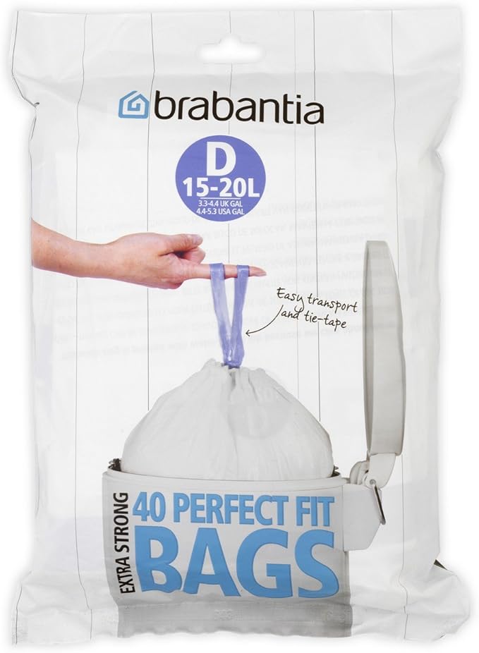Mekomy Brabantia 362187 40 Trash Bags Dispenser 4-5.3 Gallon White