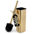 Gold Toilet Brush with Square Holder - Toilet Brush and Holder Set Gold Stainless Steel Handle with Splash Shield Replaceable Head and Removable Inner Cup - Freestanding Bathroom Toilet Cleaning Set