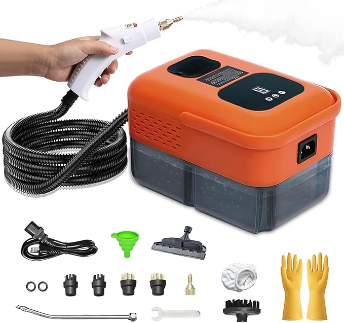 Heavy Duty Handheld Steam Cleaner 9 Gears Control Pressurized Steamer for Cleaning with 14 Accessories Multipurpose Steam Cleanr for Home Use Floor Upholstery Kitchen Bathroom Grout and Car