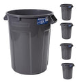 Magnum 32 Gallon Trash Can Construction Grade Heavy Duty Plastic Jobsite Ready for Handling and Holding Garbage CMTC-C000-32G05 (5 Pack)