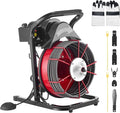 VEVOR Drain Cleaner Machine 75 FT x 1/2 Inch Sewer Snake Auger Manual Feed with 4 Cutters &amp Air-activated Foot Switch for 2 to 6 Pipes