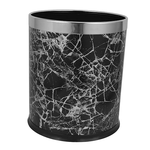 Marbling Wastebasket Round Garbage Can Wastepaper Basket Waste Bin for Home Office