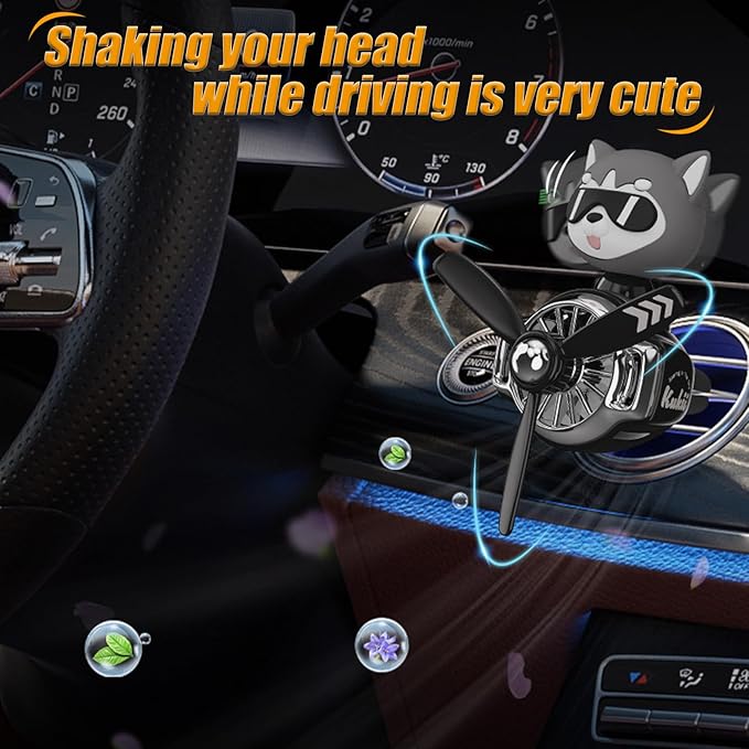 2Pcs Car Air Fresheners Cute Bear Pilot Automotive Air Outlet Creative Car Perfume Diffuser Automotive Accessories Air Vent Decoration with 8 Fragrant Tablets (Black 3+Blue 2)