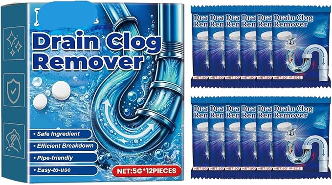 Drain Cleaning Tablets - Clog Remover for Toilet Sink Bathtub &amp Kitchen Drain - Deodorizing &amp Eco-Friendly Formula(1PCS)